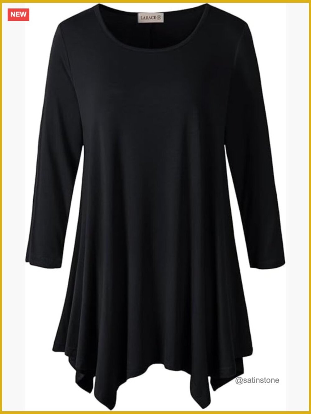 Rayon Spandex Tunic Top 3/4 Sleeve Loose Fit Plus Size